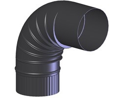 Zwarte bocht blauw gegloeid 90° 111mm (102111)