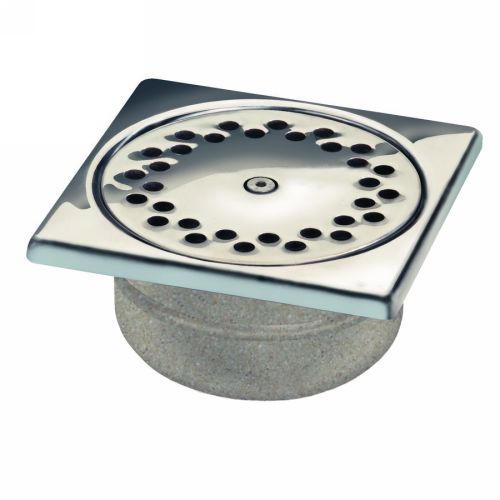 Vloerput 150x150mm RVS316 onderuitlaat 50mm m.vast rooster V