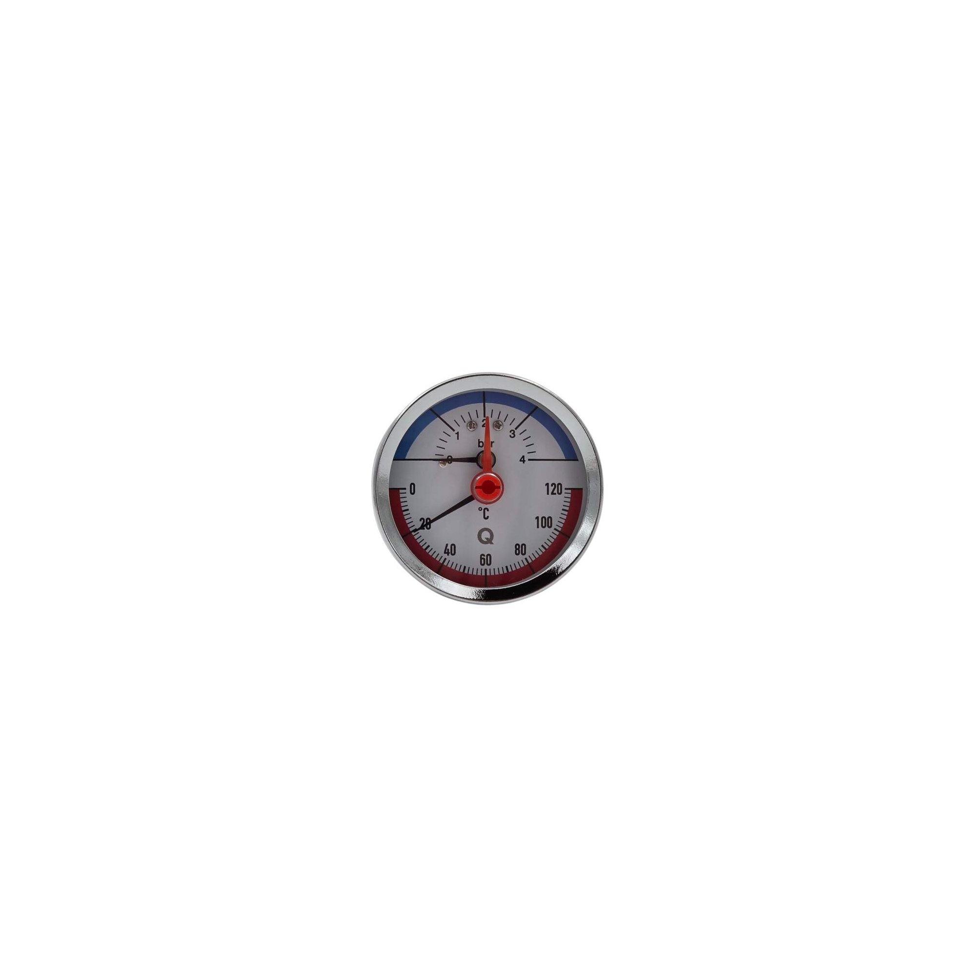 Manothermometer, axiaal, 63 mm, 0-4 bar, 0-120° Manothermometer, axiaal, 63 mm, 0-4 bar, 0-120°